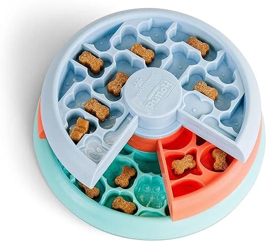 Outward Hound Interactive Puzzle Toy for dog training, offering mental stimulation by challenging your dog with hidden treat compartments during training breaks.

brainybuyz.com brainy buyz pet dog