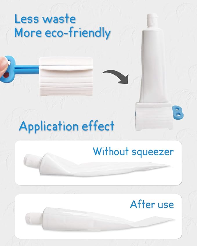 MoHern Toothpaste Squeezer set of 6, made of sturdy plastic, designed to dispense toothpaste efficiently. Each multi-purpose toothpaste dispenser fits tubes less than 2 inches wide and features a cute handle in bright colors, making it attractive for kids. Ideal for squeezing out every last drop of toothpaste, oil paints, and more, this practical bathroom accessory promotes cleanliness and convenience in any Western bathroom.