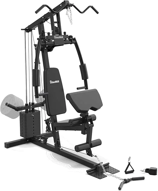 Home Gym Multifunctional Full Body Equipment for home workout, designed for versatile strength training with a 270lbs weight capacity and space for additional weight plates for a customized workout experience.