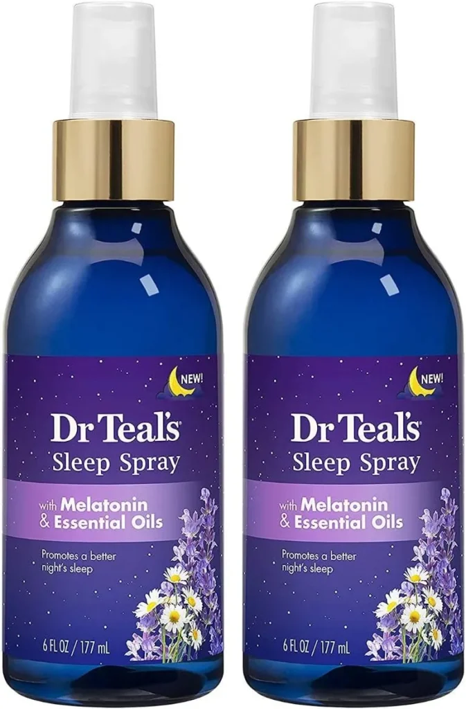 Satisfying bedroom gadget - Dr. Teal's Sleep Spray with melatonin and essential oils for better sleep, featuring chamomile and lavender to relax and ease sore muscles.