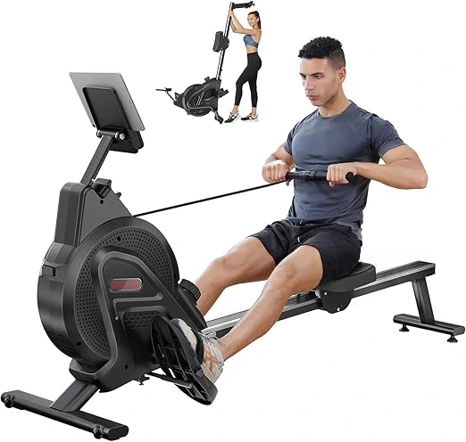 Most Popular Essential Gym Equipment Guide: Dripex rowing machine with 16 resistance levels, durable slide rail, and LCD monitor for full-body gym workouts.