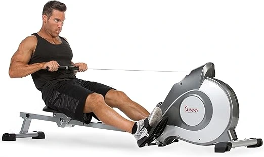 Sunny Health & Fitness Rowing Machine, ideal for full-body cardio workouts, providing the cardiovascular benefits of gym training at home.