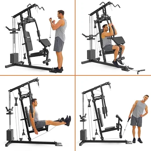 Home Gym Multifunctional Full Body Equipment for home workout, designed for versatile strength training with a 270lbs weight capacity and space for additional weight plates for a customized workout experience.