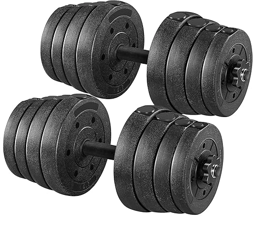 Most Popular Essential Gym Equipment Guide: Yaheetech 66LB adjustable dumbbell set with customizable weight plates, ideal for strength training at home or gym