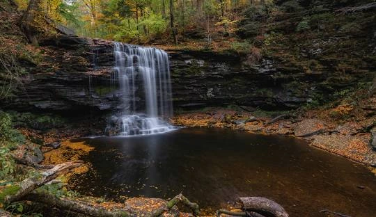 Ricketts Glen State Park Waterfall – Stunning waterfall along the Falls Trail at Ricketts Glen, a top places to go near me in Pennsylvania for hiking