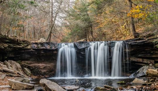 Ricketts Glen State Park Waterfall – Stunning waterfall along the Falls Trail at Ricketts Glen, a top places to go near me in Pennsylvania for hiking