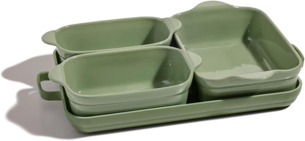 Bakeware Set | 5-Piece Ceramic Bakeware Collection with Stovetop-to-Oven Griddle Pan 